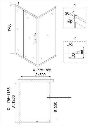 Душевой уголок Niagara Nova NG-43-12AG-A80G 120x80 прозрачный, золото