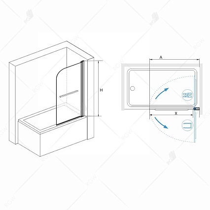 Шторка для ванны RGW Screens SC-114B 80x140 прозрачное, черный 411111408-14