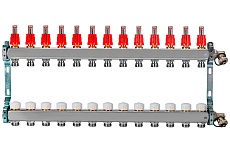 Коллекторная группа из нержавеющей стали ColSys 804R 13 выходов, с расходомерами, термостатическими и дренажными клапанами 1804R22513