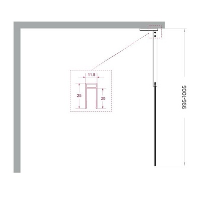 Душевая перегородка Belbagno UNO-L-1-TB-100-GR-Cr 100x200 графит, хром