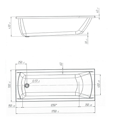 Акриловая ванна Marka One Modern 175x70