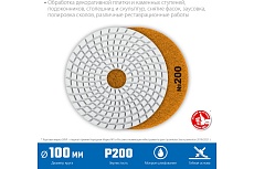 Алмазный гибкий шлифовальный круг для мокрого шлифования Зубр 100 мм, №200 29866-200