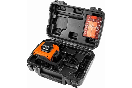 Лазерный уровень 3D Neo Tools 15 м, красный, самовыравнивание 4, магнитный держатель, кейс 75-104