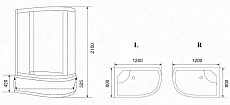 Душевая кабина Parly Tomorrow EF1221L 120x80 матовое стекло, белый, левая