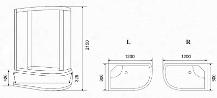 Душевая кабина Parly Tomorrow EF1221L 120x80 матовое стекло, белый, левая