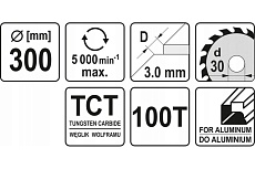 Диск отрезной по алюминию 300x30x3x2.2 мм, 100Т Yato YT-6097