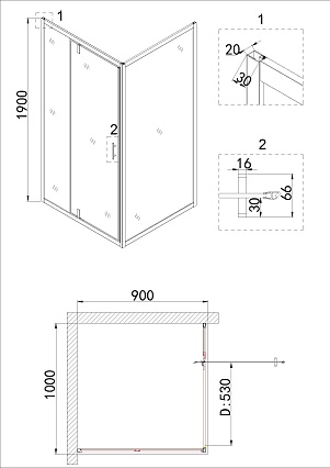 Душевой уголок Niagara Nova NG-43-10AG-A90G 100x90 прозрачный, золото