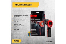 Инфракрасный пирометр (термометр) с цветным экраном Deli DL333550 (диапазон изм. -30-550°C или -22-1022℉) 102971