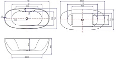 Акриловая ванна Aquanet Family Sweet 170x78 см, 155778MW белый матовый