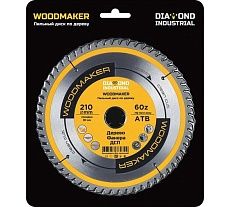 Диск пильный по дереву Woodmaker 210x30 мм, Z=60, атв Diamond Industrial DIDD210Z60