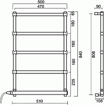 Полотенцесушитель электрический Margaroli Sole 370-542-5 хром