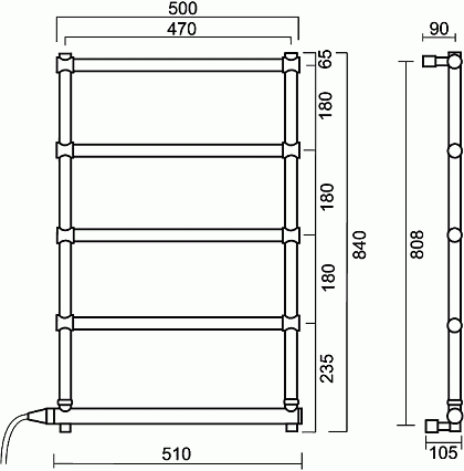 Полотенцесушитель электрический Margaroli Sole 370-542-5 хром