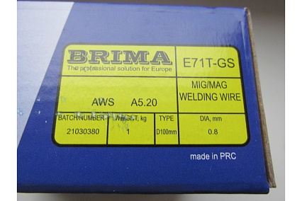 Проволока сварочная порошковая Е71TGS (0.8 мм; 1 кг) Brima 0011996