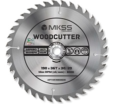 Диск пильный по дереву MKSS Toolbox Woodcutter WC1900 190x36Тх30/20 мм WC19003630