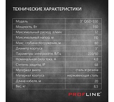 Скважинный насос PROFLINE винтовой 3&quot; QGD-550 УТ-00028797