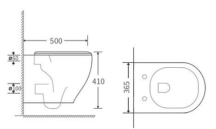 Подвесной унитаз Orange C07-100W безободковый, с микролифтом