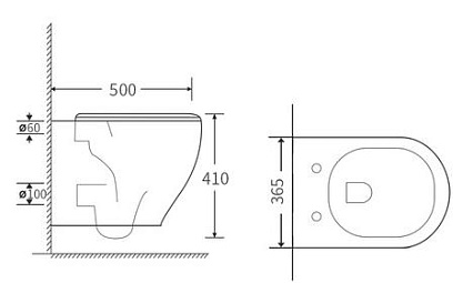 Подвесной унитаз Orange C07-100W безободковый, с микролифтом