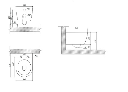 Подвесной унитаз SET Aquatek Поларис-033 4в1, кнопка оружейная сталь матовый Подвесной унитаз SET Aquatek Поларис-033 4в1, кнопка оружейная сталь матовый