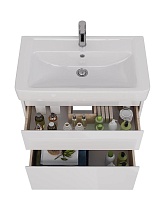 Тумба с раковиной Lemark Combi 80 см белый глянец