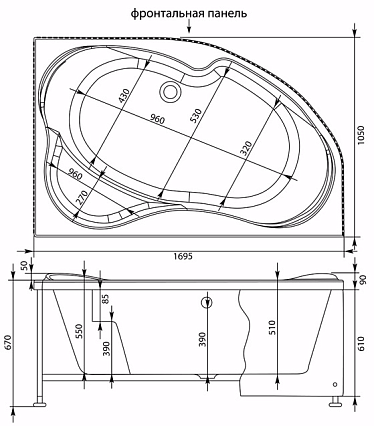 Акриловая ванна Aquanet Allento 170x100 L/R