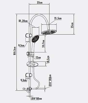 Душевая стойка Creavit SH610 5 режимов