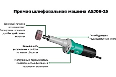 Прямая шлифовальная машина DCA ASJ06-25