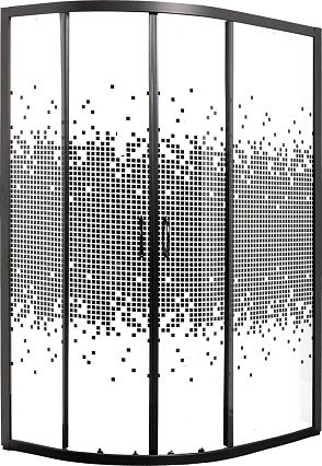 Душевой уголок Мономах ДУ 100/80/180 МЗ BL L/R 100x80 прозрачное с рисунком, черный, 10000008626