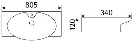 Раковина CeramaLux STR 4282B 80 см