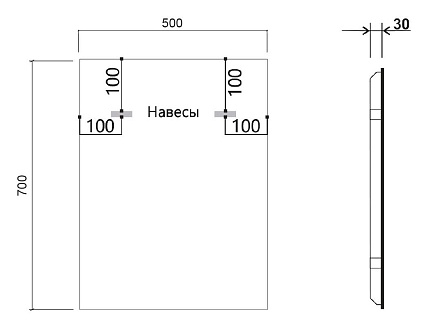 Зеркало Vincea VLM-3VN500B 50x70 см, сенсорный выключатель и диммер, черный