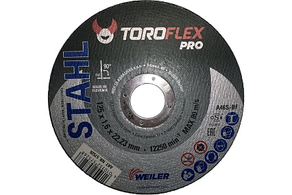 Круг отрезной по стали F41 125х1.6х22.23 мм, А46S-BF PRO TOROFLEX 4010352575268
