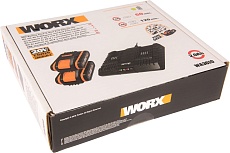 Комплект: Двойное зарядное устройство Worx WA3869 + 2 АКБ 2.0 А/ч