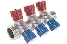 Коллектор никелированный с вентилями (3/4&quot;; 3 х 1/2&quot;) Valtec VTc.560.N.0503 74970