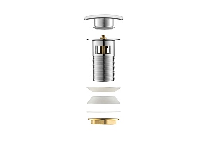 Донный клапан Aquatek AQ6004CR с переливом, Click-clack, хром