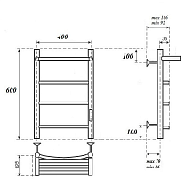 Полотенцесушитель электрический Point Афина PN04846PW П3 40x60 диммер справа, белый