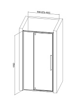 Душевая дверь AQUAme AQM7108-9 90x195, прозрачное, хром