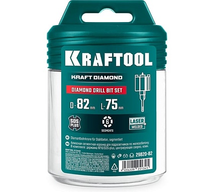 Алмазная коронка для подрозетников Kraftool Diamond 82 мм 29820-82