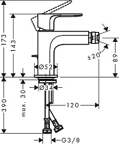 Смеситель для биде Hansgrohe Rebris S 72210000 хром