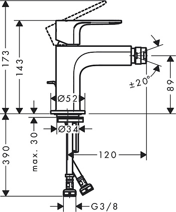 Смеситель для биде Hansgrohe Rebris S 72210000 хром