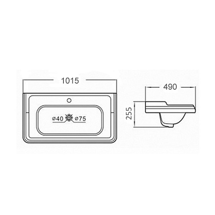 Раковина CeramaLux N 3310 100 см белый