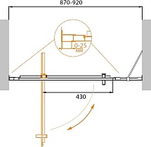 Душевая дверь Cezares MOLVENO-BA-11-70+20-C-Cr-IV 90x195 прозрачная