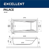 Акриловая ванна Excellent Palace 180x80