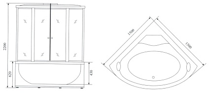 Душевая кабина Timo Lux T-7755 150x150, с г/м, прозрачные стекла, хром