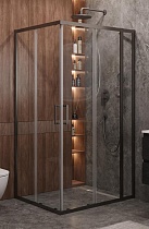 Душевой уголок Cezares MOLVENO-AH-21-90+30-C-GM-IV 120x90 прозрачный, оружейная сталь