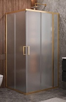 Душевой уголок Cezares MOLVENO-AH-21-90+20-P-BORO 110x90 рифленый, брашированное золото