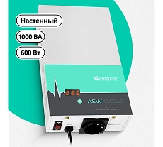 Настенный стабилизатор напряжения Defender ASW 1000D 600Вт толщина 65мм, 1 розетка 99045