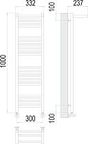 Полотенцесушитель водяной Terminus Аврора П20 300x1000, 4670078529848 c полкой