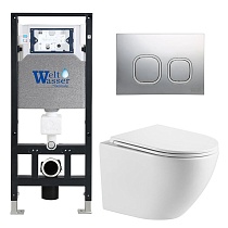 Комплект Weltwasser 10000011303 унитаз Merzbach 043 GL-WT + инсталляция + кнопка Amberg RD-CR
