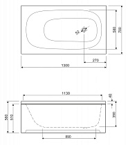 Акриловая ванна Cezares Eco 130x70 см