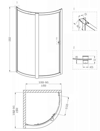 Душевой уголок Grossman Classic GR-0095 95x95 четверть круга
