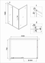 Душевая дверь Niagara Nova 120x190, прозрачное, хром NG-62-12A